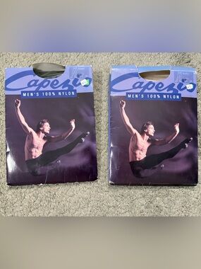 Two Pairs, Capezio, Men’s XS 100% Nylon Black Footed Tights